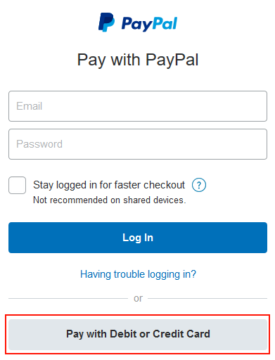Figure 1. PayPal Check Out Screen