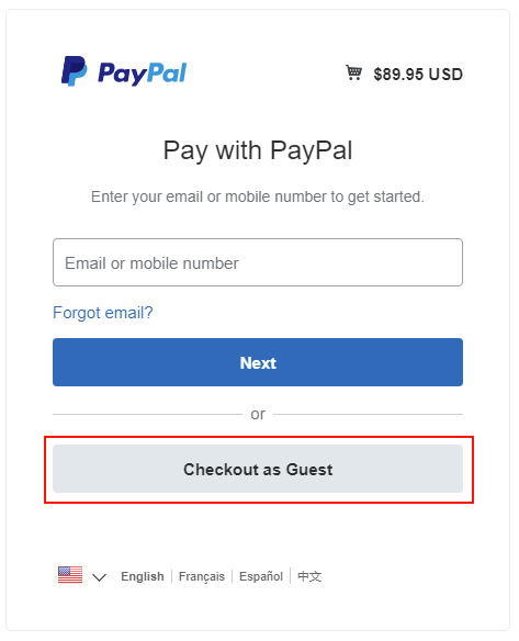 Figure 2. PayPal Check Out (Alternate)