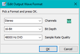 Figure 3. Edit Output Wave Format