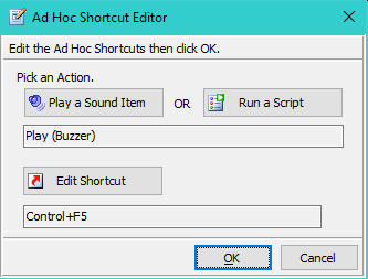 Figure 1.  Ad Hoc Shortcuts Editor 