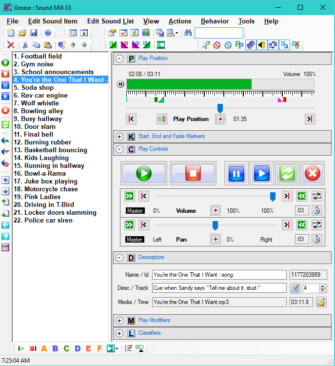 Figure 1.  Sound List Editor and Play Console 
