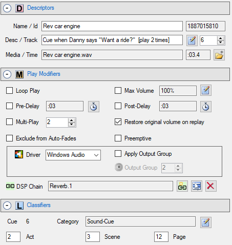 Figure 2.  Sound Item Attributes 