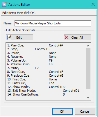 Figure 2. Actions Editor