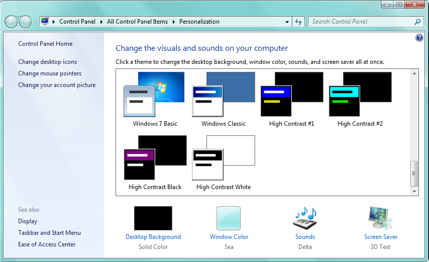 Figure 2. Select a High Contrast Themes