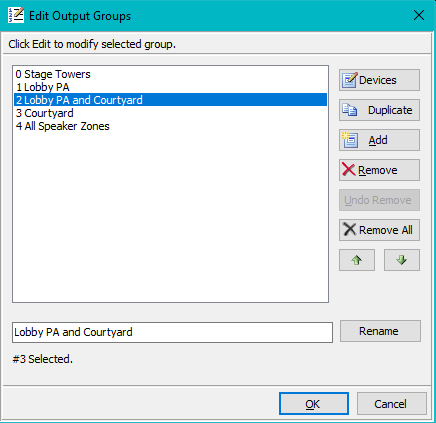Figure 4. Output Groups List Editor 