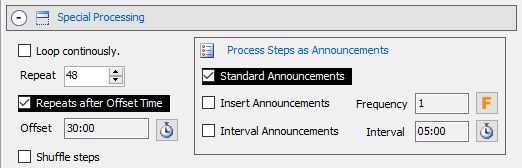 Figure 2. Standard Announcements with Repeat