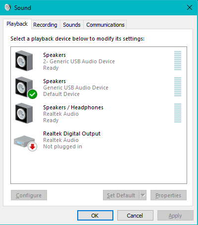 Figure 2. Windows Control Panel > Sound applet