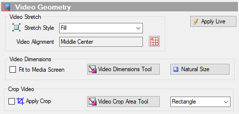 Figure 1.  Video Geometry Controls