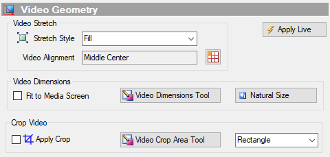 Figure 2. Video Geometry Controls