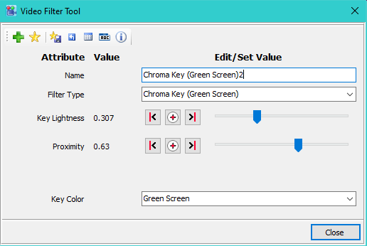 Figure 4. Video Filter Edit Tool - Chroma Key Settings