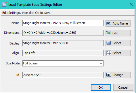 Figure 3. Load Template Basic Settings Editor