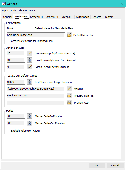 Figure 1.  Media Item Options