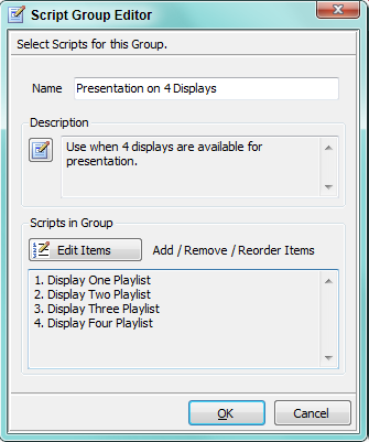 Figure 3. Script Groups Editor   