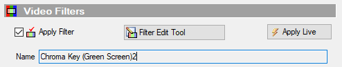 Figure 4. Video Filter Attributes - For Green Screen