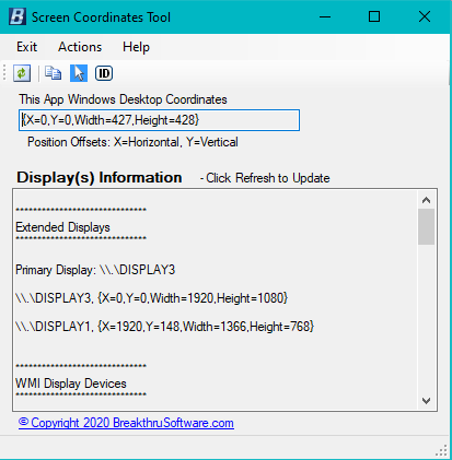 Figure 1. Screen Coordinates Tool