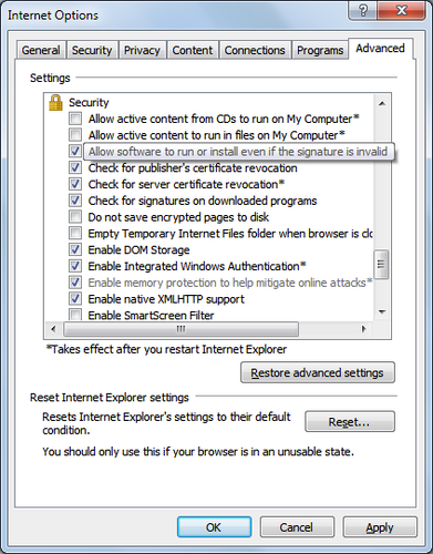 Figure 2. Internet Explorer - Tools > Options