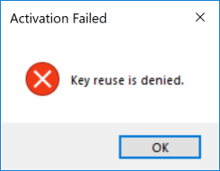 Figure 3. Key Reuse Denied warning