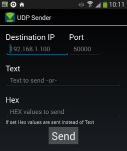 Figure 1. Android UDP Sender App