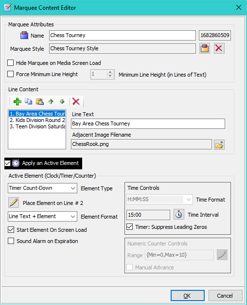 Figure 2. Marquee Editor.