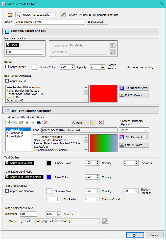 Figure 3. Marquee Style Editor.