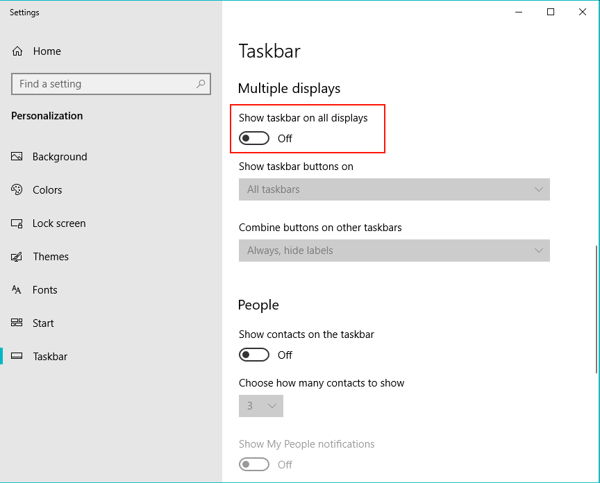 Figure 5. Windows Taskbar Settings (Windows 10)