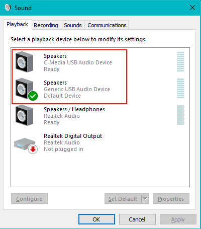 Figure 1. Windows Control Panel > Sound applet